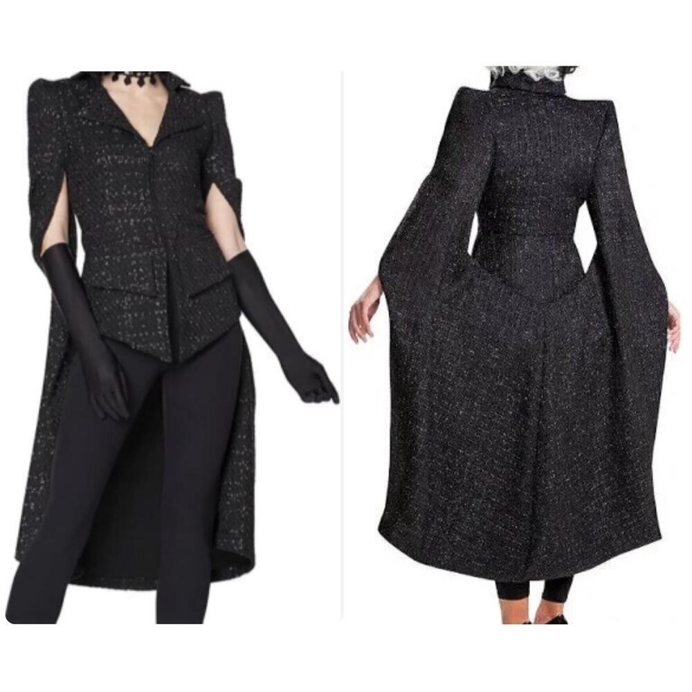Spirit Halloween CRUELLA DE VIL De Vil Cape Jacket Vest Glitter Woven Dramatic S - Picture 2 of 12
